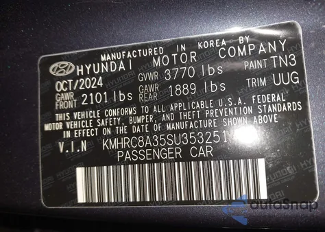 2025 Hyundai Venue Limited from USA, damaged, VIN KMHRC8A35SU353251
